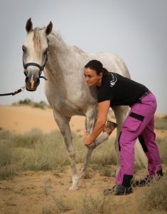 picture tending horses Dubai Experienced Model Actress brings a unique blend of talents and experiences to the entertainment industry she played many diverse roles and is a professional horse Osteopath and Physiotherapist