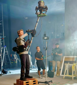 picture of Dubai Trinity Steadicam Operator Tom Lebaric: Arri Trinity, in super high mode extension pole. https://filmservices.me/crew-member/dubai-trinity-steadicam-operator