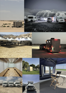 Image of Film unit setup all types of location vehicles available in Dubai, Abu Dhabi and all UAE