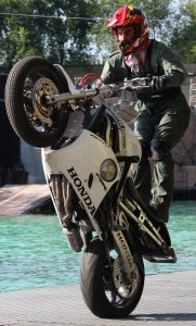 picture of Wheelies on super bike Niccolo Fava precision driver and stuntman