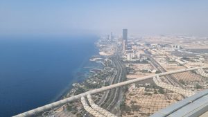 View of Jeddah coastline. Costal Helipad Film Location: stunning Red Sea views over Jeddah’s coastline. Permits and permissions.