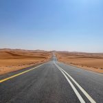 Picture of desert road. Where roads fade into red sands — Desert Road Film Location in Riyadh. Classic car reveals & desert vistas.